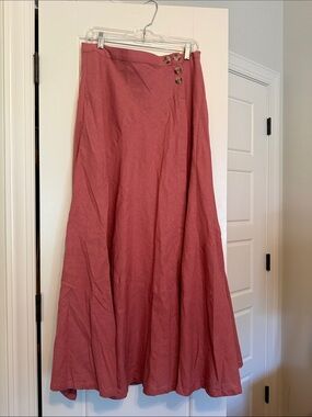 Anthropologie Maxi Skirt in Rosewood with Button Detail